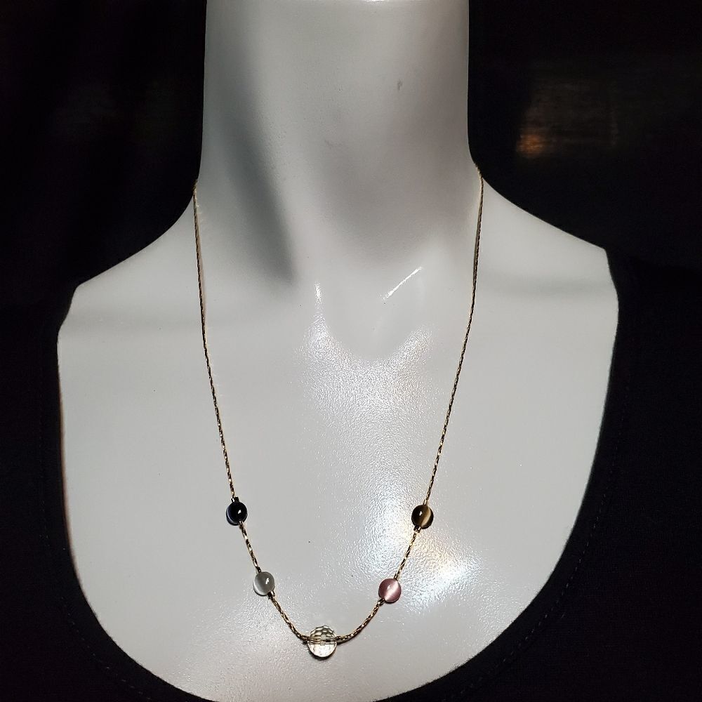 Precious 18 Karat Gold Filled Catseye Necklace - Picture 4 of 5